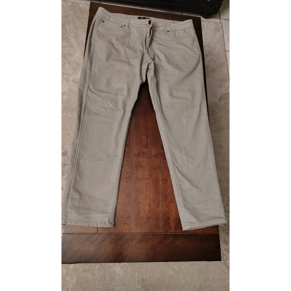 Hype Mens Skinny Stretch Pants Khaki Gray Size 40x32 Casual Five Pocket Chinos